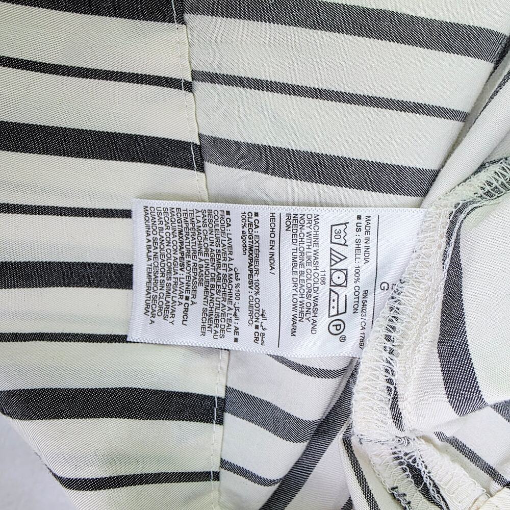 Old Navy Mini Shirt Dress Large Gray White Stripe Collar Preppy Academia Office - Picture 15 of 16